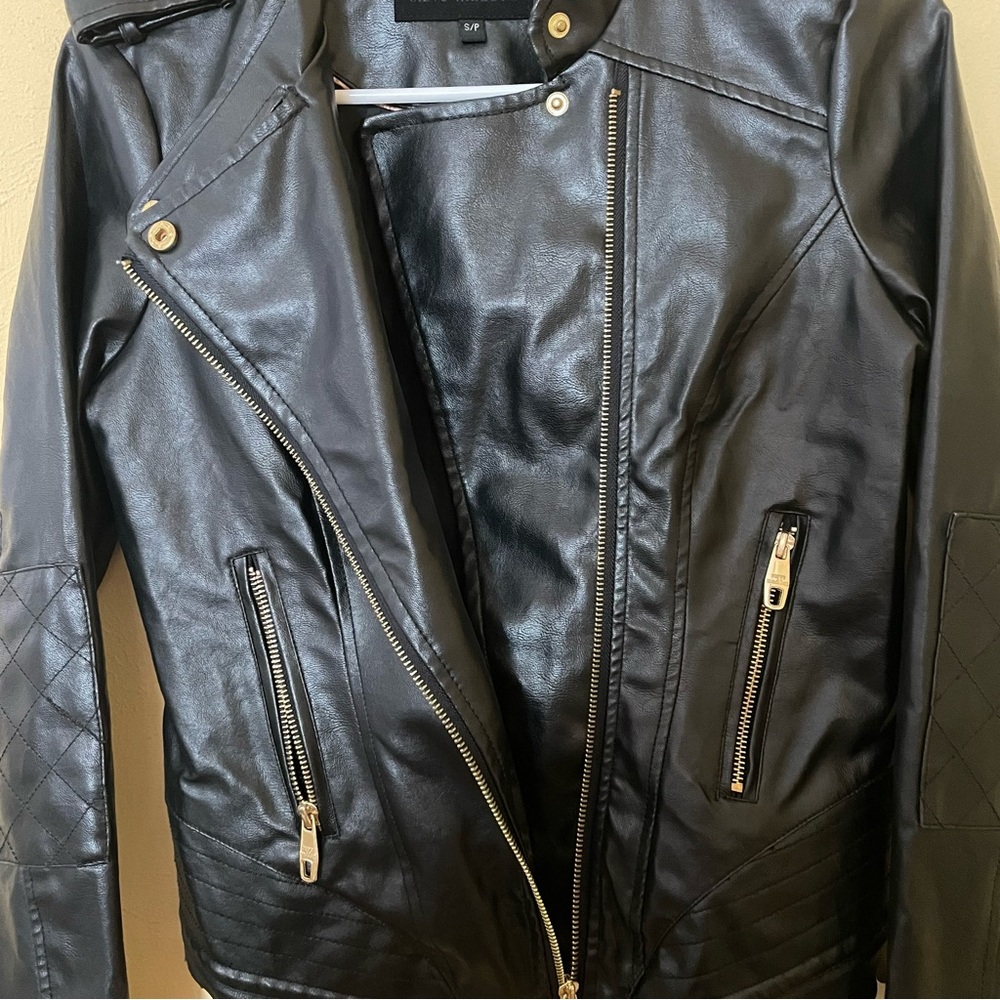 Steve Madden Black Faux Leather Jacket Sz-Small - Picture 5 of 13